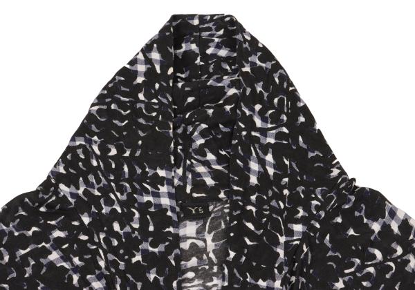 Y's Gingham Check Print Dolman Cardigan Black Size 1