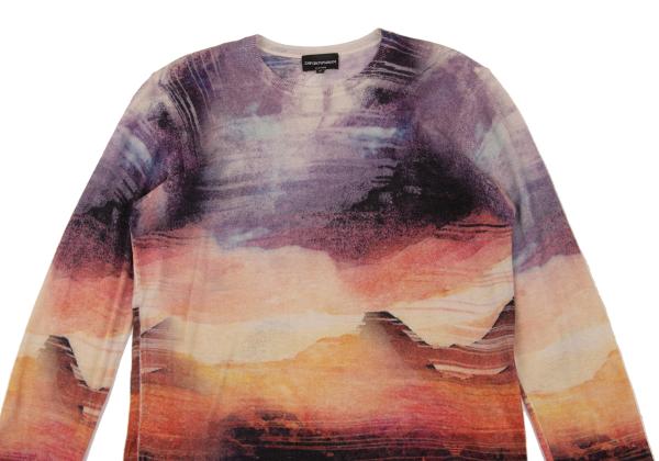 EMPORIO ARMANI Graphic Print Cashmere Knit Multi Size M