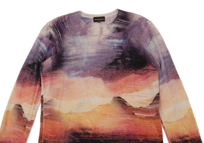 EMPORIO ARMANI Graphic Print Cashmere Knit Multi Size M