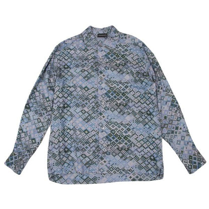 EMPORIO ARMANI Mosaic Print Rayon Shirt Blue Size XS