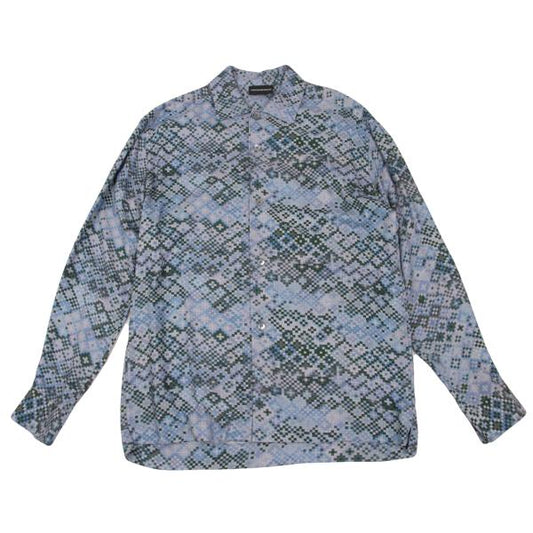 EMPORIO ARMANI Mosaic Print Rayon Shirt Blue Size XS