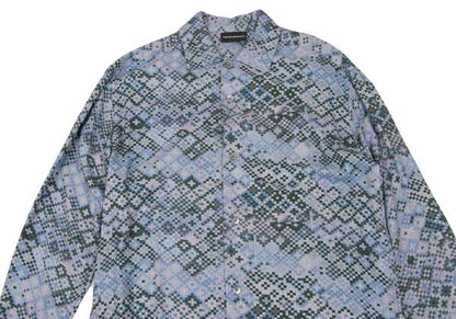 EMPORIO ARMANI Mosaic Print Rayon Shirt Blue Size XS