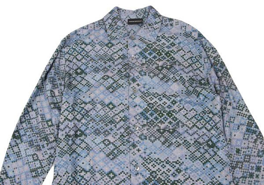 EMPORIO ARMANI Mosaic Print Rayon Shirt Blue Size XS