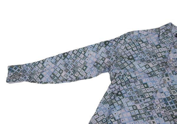 EMPORIO ARMANI Mosaic Print Rayon Shirt Blue Size XS