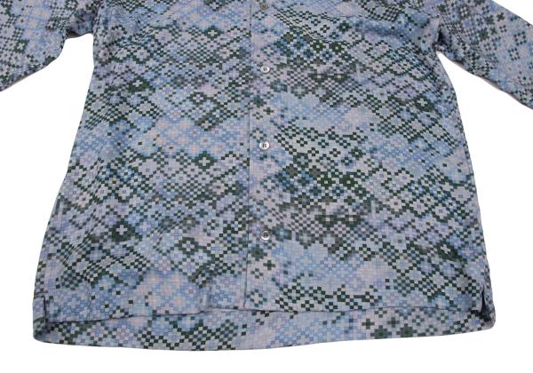 EMPORIO ARMANI Mosaic Print Rayon Shirt Blue Size XS