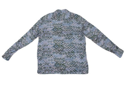 EMPORIO ARMANI Mosaic Print Rayon Shirt Blue Size XS