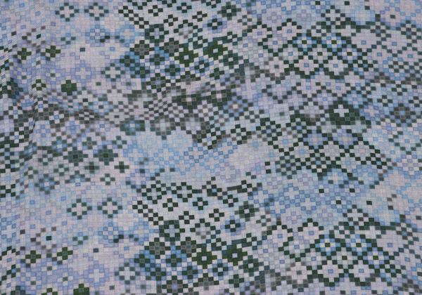 EMPORIO ARMANI Mosaic Print Rayon Shirt Blue Size XS
