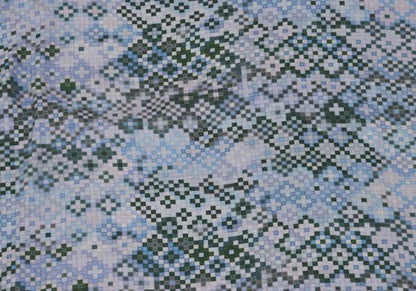 EMPORIO ARMANI Mosaic Print Rayon Shirt Blue Size XS