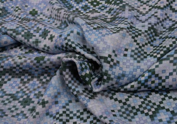 EMPORIO ARMANI Mosaic Print Rayon Shirt Blue Size XS
