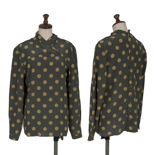 GIORGIO ARMANI Silk Dot Cache-Coeur Neck Shirt Gray Size 38