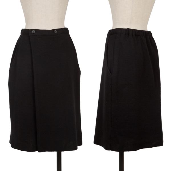 Y's Wool Half Wrap Knit Skirt Black Size M