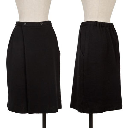 Y's Wool Half Wrap Knit Skirt Black Size M