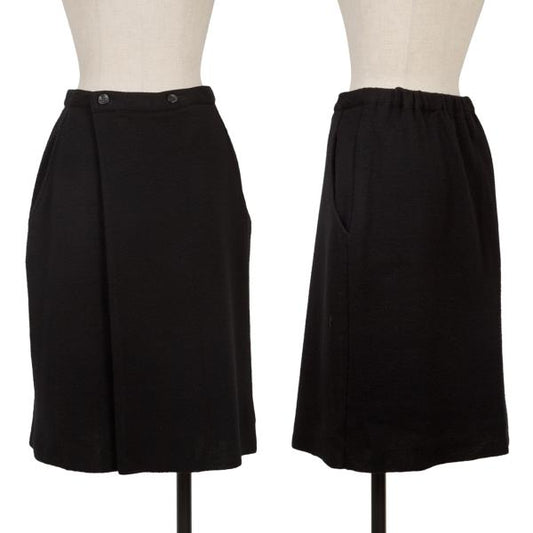Y's Wool Half Wrap Knit Skirt Black Size M