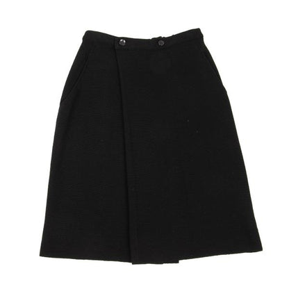 Y's Wool Half Wrap Knit Skirt Black Size M