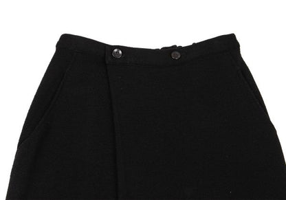 Y's Wool Half Wrap Knit Skirt Black Size M