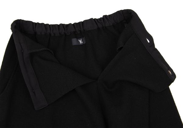 Y's Wool Half Wrap Knit Skirt Black Size M