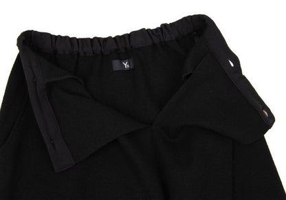 Y's Wool Half Wrap Knit Skirt Black Size M