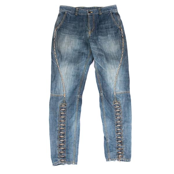 ISSEY MIYAKE MEN Hem Lace-Up Jodhpur Light Indigo Jeans Size 2