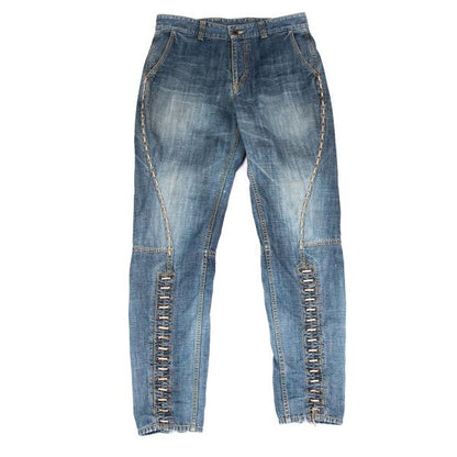 ISSEY MIYAKE MEN Hem Lace-Up Jodhpur Light Indigo Jeans Size 2
