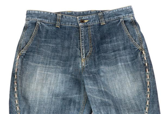 ISSEY MIYAKE MEN Hem Lace-Up Jodhpur Light Indigo Jeans Size 2