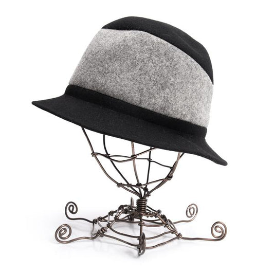 ISSEY MIYAKE MEN Wool Poly Color Block Hat Black Gray