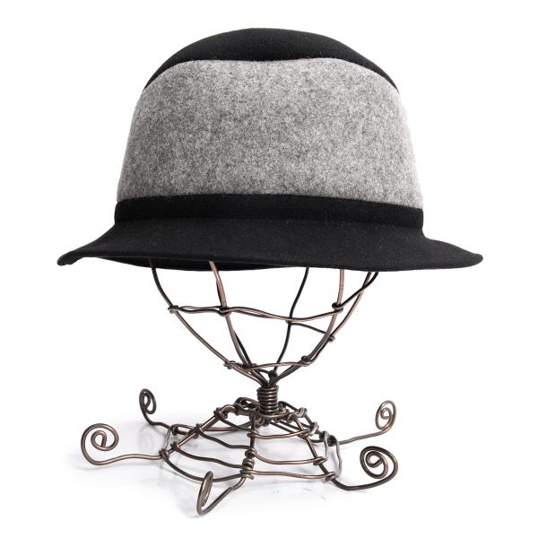 ISSEY MIYAKE MEN Wool Poly Color Block Hat Black Gray