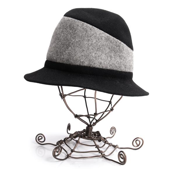 ISSEY MIYAKE MEN Wool Poly Color Block Hat Black Gray