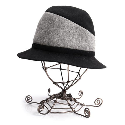ISSEY MIYAKE MEN Wool Poly Color Block Hat Black Gray