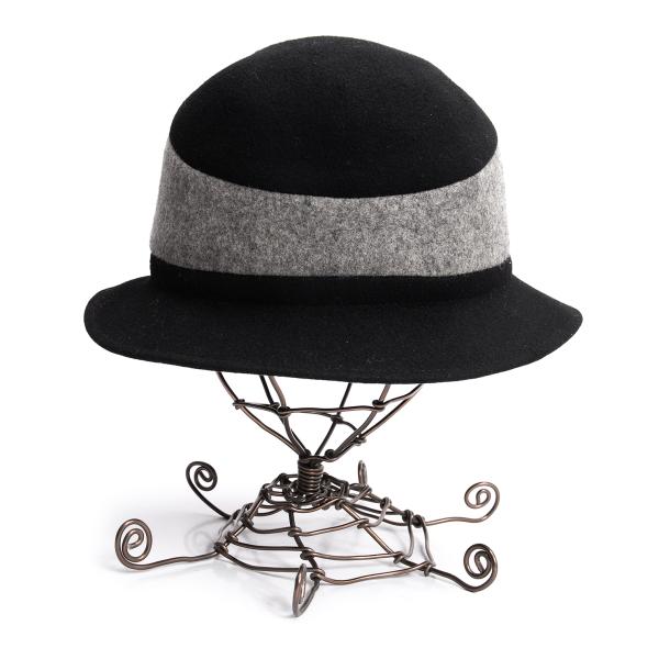 ISSEY MIYAKE MEN Wool Poly Color Block Hat Black Gray