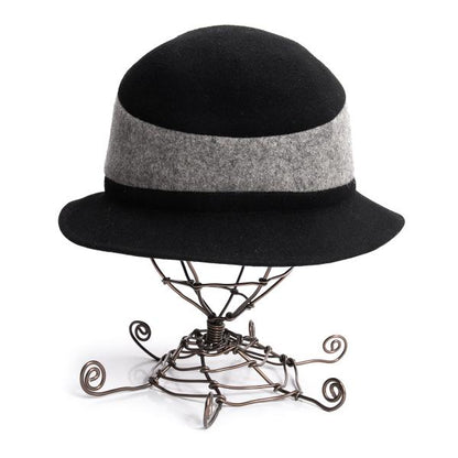 ISSEY MIYAKE MEN Wool Poly Color Block Hat Black Gray