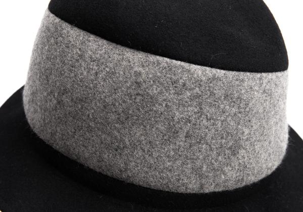 ISSEY MIYAKE MEN Wool Poly Color Block Hat Black Gray