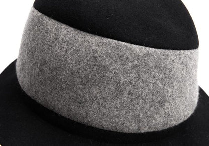 ISSEY MIYAKE MEN Wool Poly Color Block Hat Black Gray