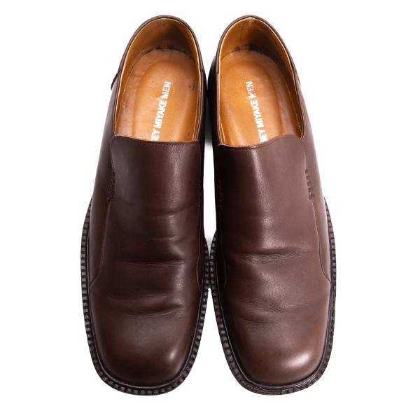 ISSEY MIYAKE MEN Leather Slip-On Shoes Brown Size 25cm