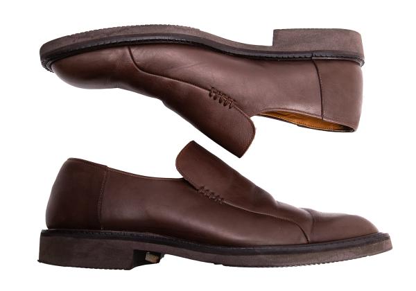 ISSEY MIYAKE MEN Leather Slip-On Shoes Brown Size 25cm