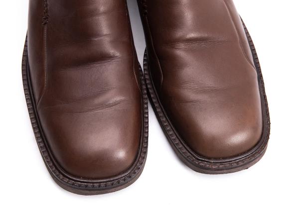 ISSEY MIYAKE MEN Leather Slip-On Shoes Brown Size 25cm