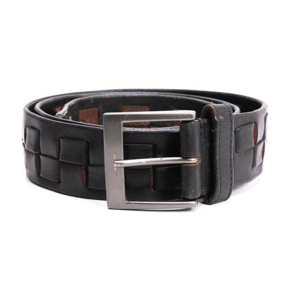 ISSEY MIYAKE MEN Leather Square Woven Belt Black