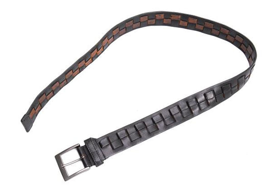 ISSEY MIYAKE MEN Leather Square Woven Belt Black