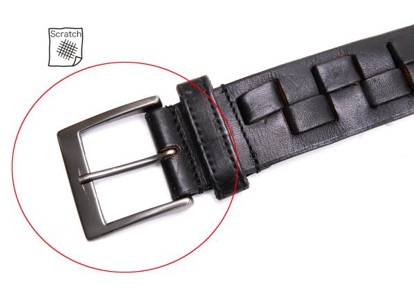 ISSEY MIYAKE MEN Leather Square Woven Belt Black