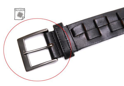 ISSEY MIYAKE MEN Leather Square Woven Belt Black