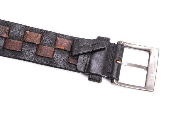 ISSEY MIYAKE MEN Leather Square Woven Belt Black