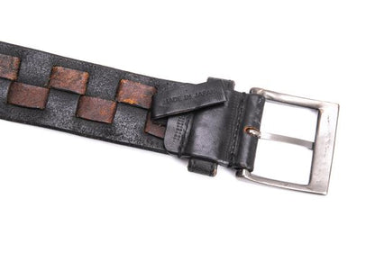 ISSEY MIYAKE MEN Leather Square Woven Belt Black