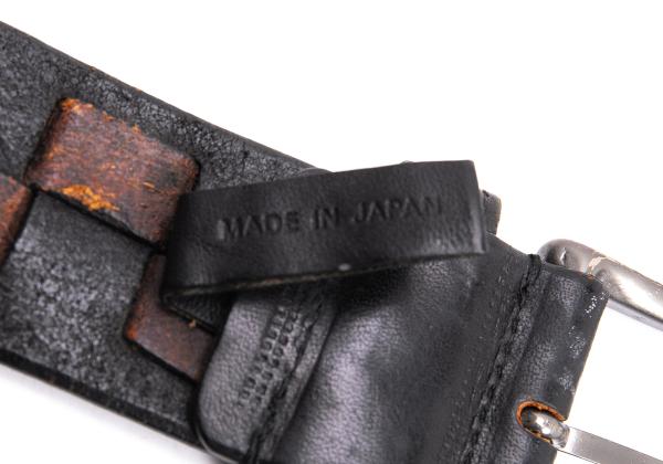 ISSEY MIYAKE MEN Leather Square Woven Belt Black