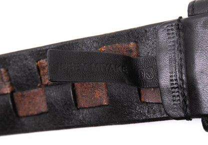 ISSEY MIYAKE MEN Leather Square Woven Belt Black