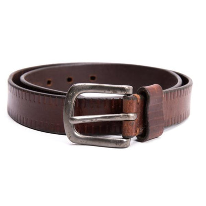 ISSEY MIYAKE MEN Embossed Leather Line Belt Brown