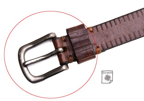 ISSEY MIYAKE MEN Embossed Leather Line Belt Brown