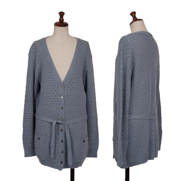 Mademoiselle NON NON Rayon Blend Long Blue Grey Cardigan Size 40L