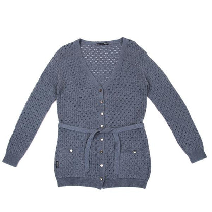 Mademoiselle NON NON Rayon Blend Long Blue Grey Cardigan Size 40L