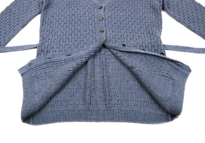 Mademoiselle NON NON Rayon Blend Long Blue Grey Cardigan Size 40L
