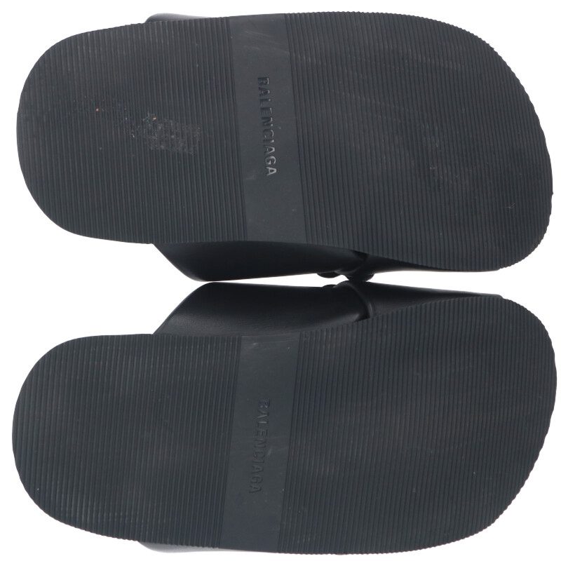 Balenciaga Logo Sandals Black x Silver Size 41