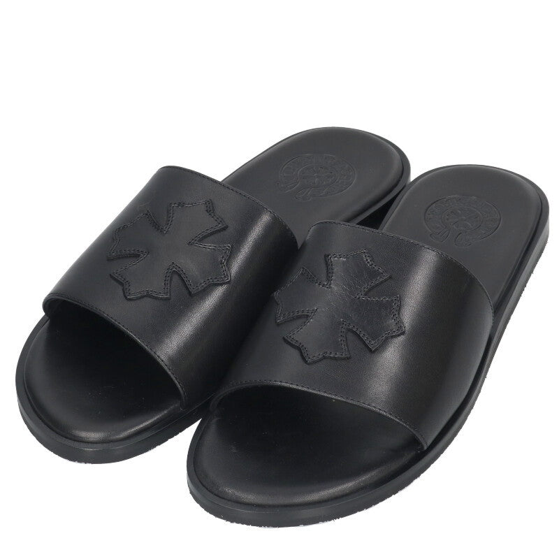 Chrome Hearts CH Slide Leather CH Sandals Black Size EU 42